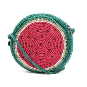 The Sak Kenna Crochet Pink and Green Small Circle Watermelon 🍉 Crossbody New